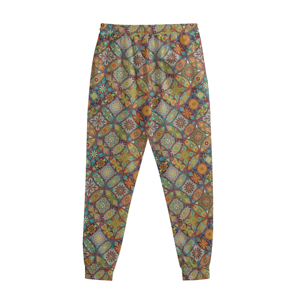 Ethnic Mandala Patchwork Pattern Print Sweatpants
