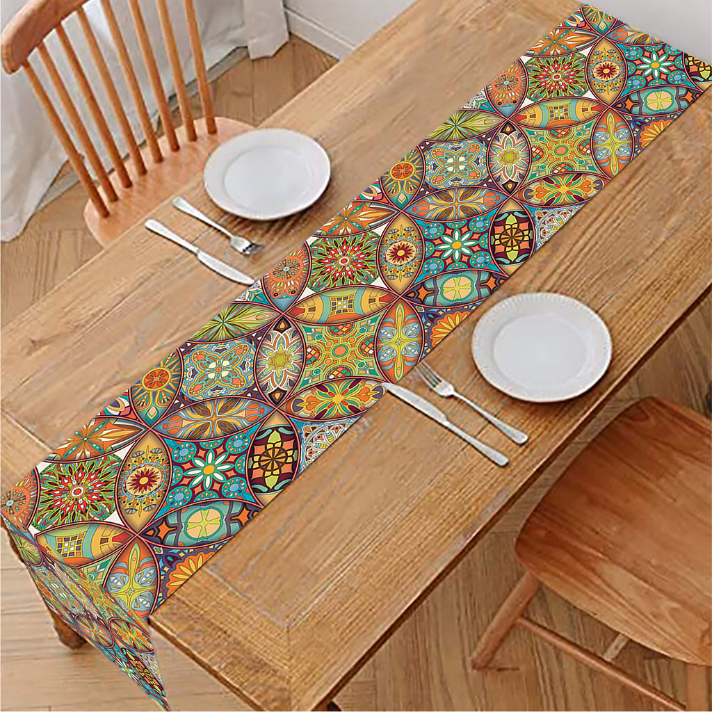 Ethnic Mandala Patchwork Pattern Print Table Runner