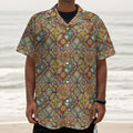 Ethnic Mandala Patchwork Pattern Print Textured Short Sleeve Shirt