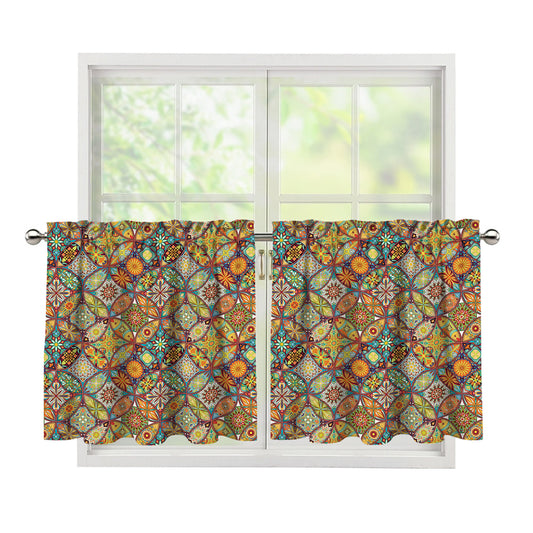Ethnic Mandala Patchwork Pattern Print Tier Curtains