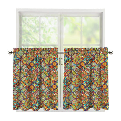 Ethnic Mandala Patchwork Pattern Print Tier Curtains