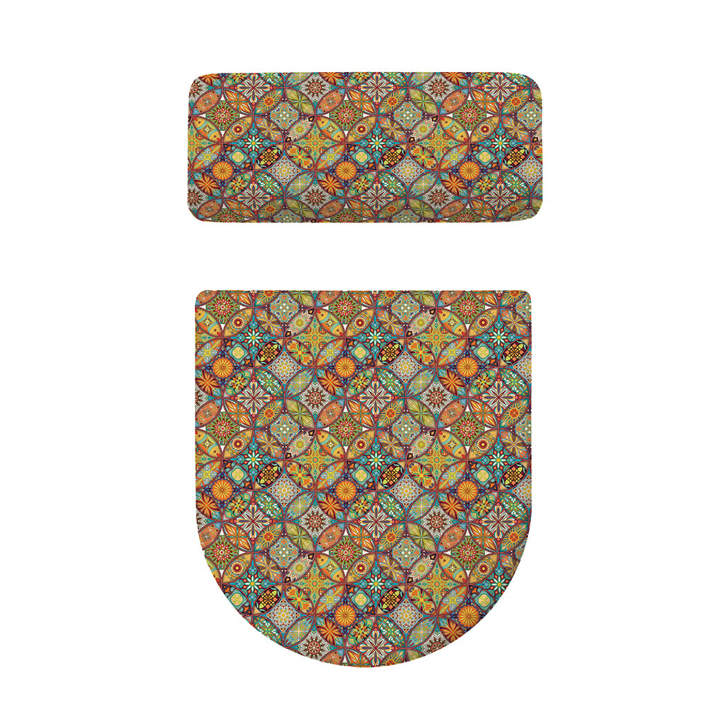 Ethnic Mandala Patchwork Pattern Print Toilet Lid And Tank Cover Set