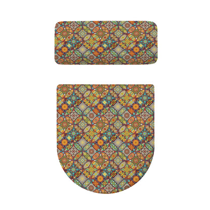 Ethnic Mandala Patchwork Pattern Print Toilet Lid And Tank Cover Set