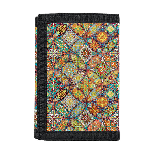 Ethnic Mandala Patchwork Pattern Print Trifold Wallet