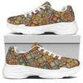 Ethnic Mandala Patchwork Pattern Print White Chunky Shoes