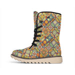 Ethnic Mandala Patchwork Pattern Print Winter Boots