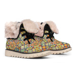 Ethnic Mandala Patchwork Pattern Print Winter Boots