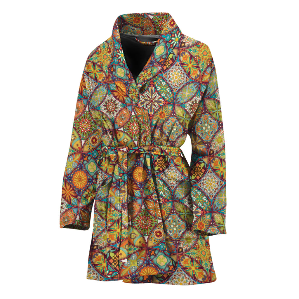 Ethnic Mandala Patchwork Pattern Print Women's Bathrobe