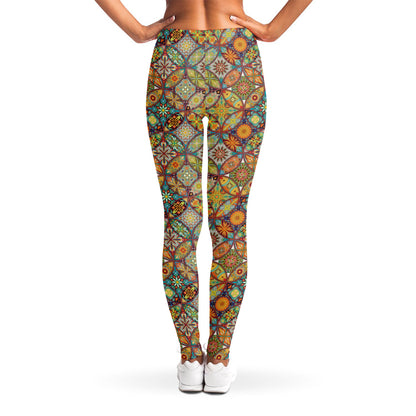 Ethnic Mandala Patchwork Pattern Print Women's Leggings