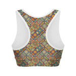 Ethnic Mandala Patchwork Pattern Print Women's Sports Bra