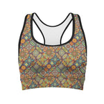 Ethnic Mandala Patchwork Pattern Print Women's Sports Bra