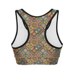 Ethnic Mandala Patchwork Pattern Print Women's Sports Bra