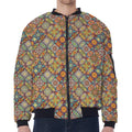 Ethnic Mandala Patchwork Pattern Print Zip Sleeve Bomber Jacket