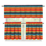 Ethnic Mexican Blanket Pattern Print 3 Piece Kitchen Curtains
