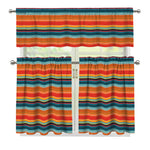 Ethnic Mexican Blanket Pattern Print 3 Piece Kitchen Curtains
