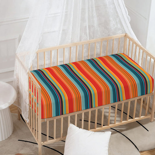 Ethnic Mexican Blanket Pattern Print Baby Crib Sheet