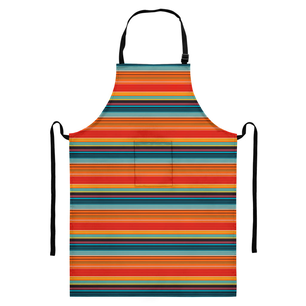 Ethnic Mexican Blanket Pattern Print Bib Apron With Pocket