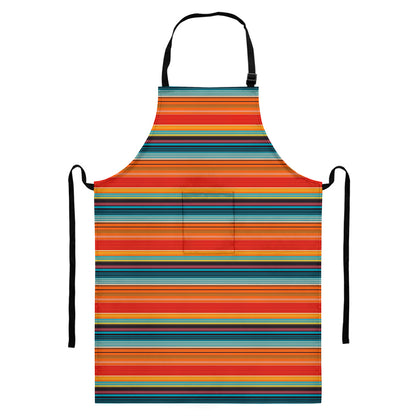 Ethnic Mexican Blanket Pattern Print Bib Apron With Pocket