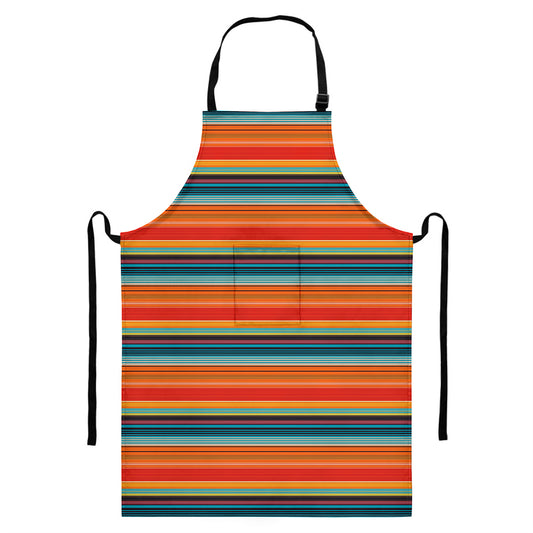 Ethnic Mexican Blanket Pattern Print Bib Apron With Pocket