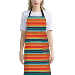 Ethnic Mexican Blanket Pattern Print Bib Apron With Pocket