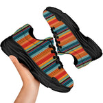 Ethnic Mexican Blanket Pattern Print Black Chunky Shoes