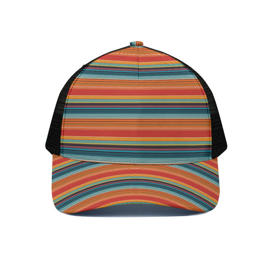 Ethnic Mexican Blanket Pattern Print Black Mesh Trucker Cap