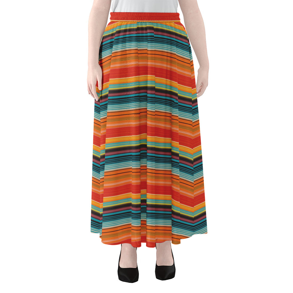 Ethnic Mexican Blanket Pattern Print Chiffon Maxi Skirt