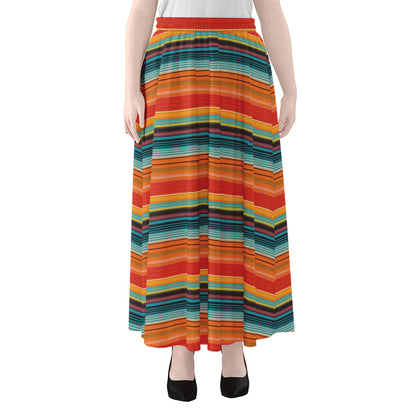 Ethnic Mexican Blanket Pattern Print Chiffon Maxi Skirt