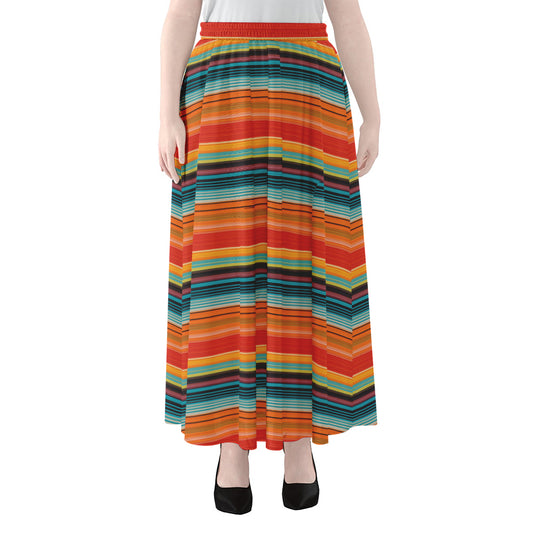 Ethnic Mexican Blanket Pattern Print Chiffon Maxi Skirt