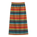 Ethnic Mexican Blanket Pattern Print Cotton Front Slit Maxi Skirt