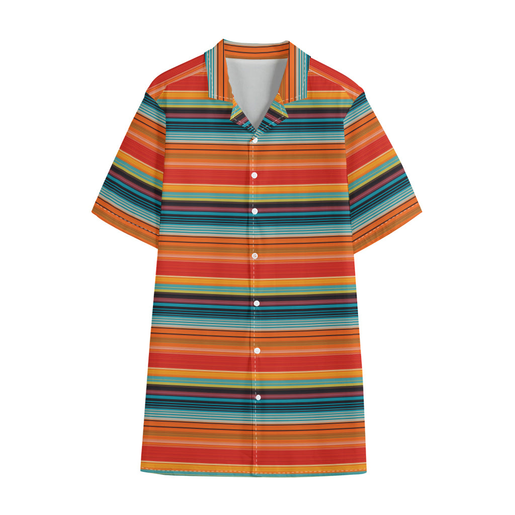 Ethnic Mexican Blanket Pattern Print Cotton Hawaiian Shirt