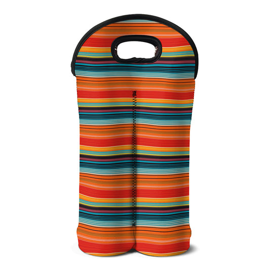 Ethnic Mexican Blanket Pattern Print Double Neoprene Wine Tote