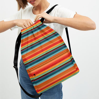 Ethnic Mexican Blanket Pattern Print Drawstring Backpack