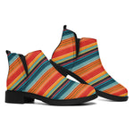 Ethnic Mexican Blanket Pattern Print Flat Ankle Boots