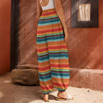 Ethnic Mexican Blanket Pattern Print Harem Pants