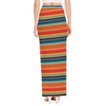Ethnic Mexican Blanket Pattern Print High Slit Maxi Skirt