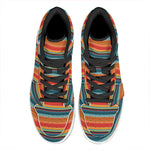 Ethnic Mexican Blanket Pattern Print High Top Leather Sneakers