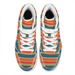 Ethnic Mexican Blanket Pattern Print High Top Leather Sneakers