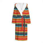 Ethnic Mexican Blanket Pattern Print Hooded Bathrobe