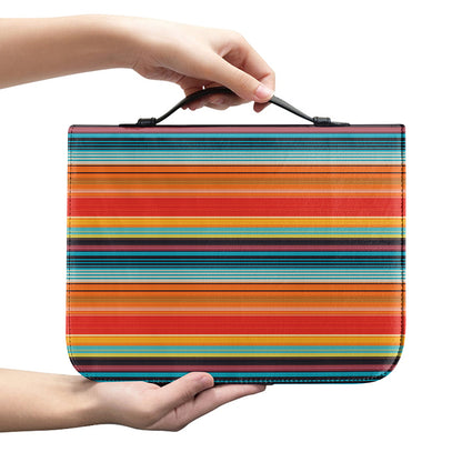 Ethnic Mexican Blanket Pattern Print Leather Bible Cover