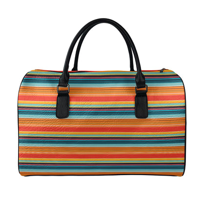 Ethnic Mexican Blanket Pattern Print Leather Duffle Bag