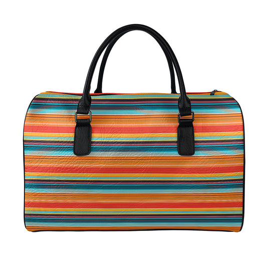 Ethnic Mexican Blanket Pattern Print Leather Duffle Bag