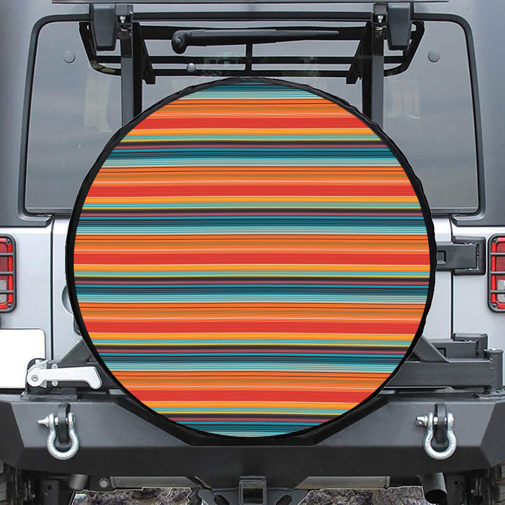 Ethnic Mexican Blanket Pattern Print Leather Spare Tire Cover