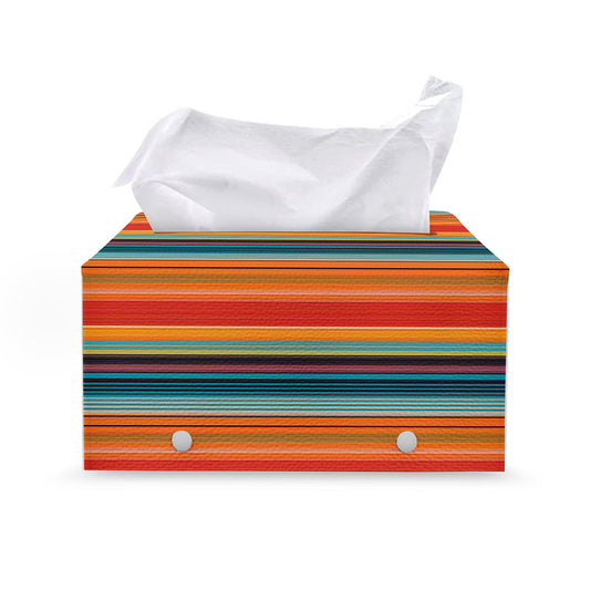 Ethnic Mexican Blanket Pattern Print Leather Tissue Box Cover