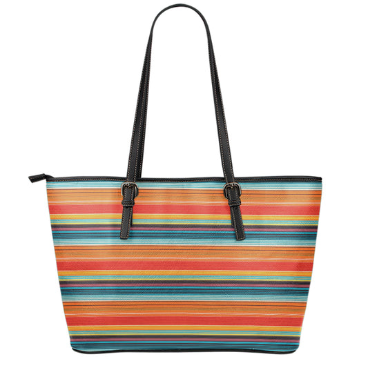 Ethnic Mexican Blanket Pattern Print Leather Tote Bag