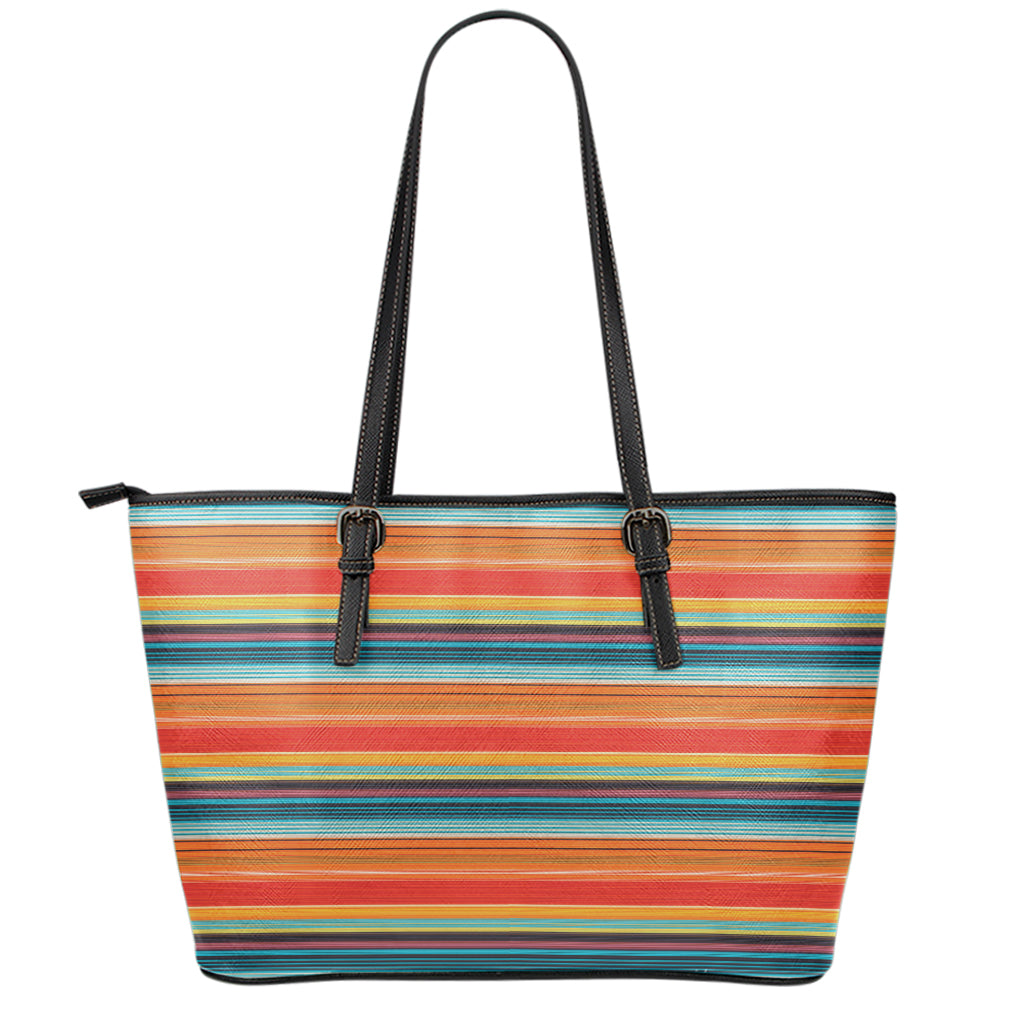 Ethnic Mexican Blanket Pattern Print Leather Tote Bag