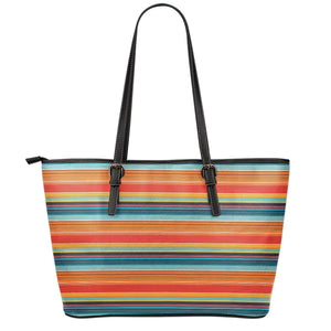 Ethnic Mexican Blanket Pattern Print Leather Tote Bag