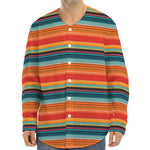 Ethnic Mexican Blanket Pattern Print Long Sleeve Baseball Jersey