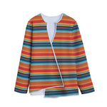 Ethnic Mexican Blanket Pattern Print Long Sleeve Short Coat