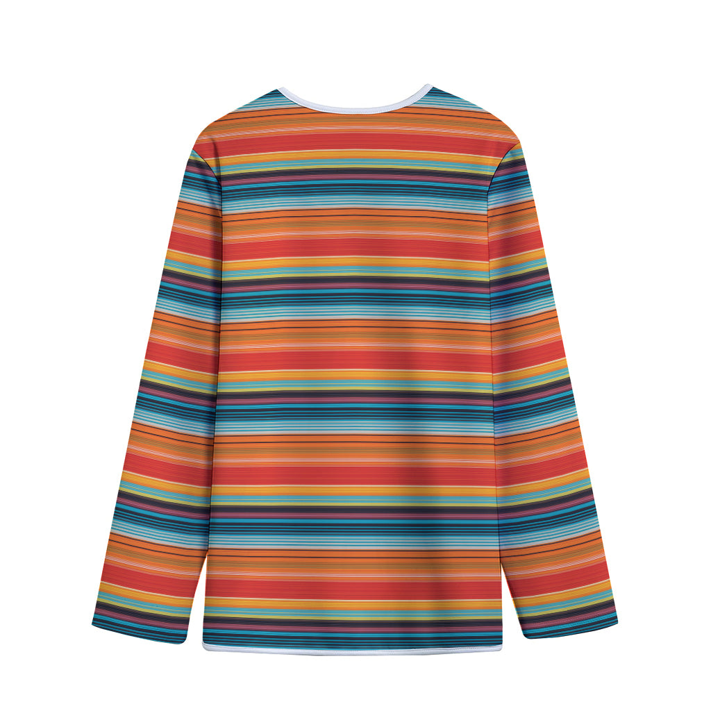 Ethnic Mexican Blanket Pattern Print Long Sleeve Short Coat